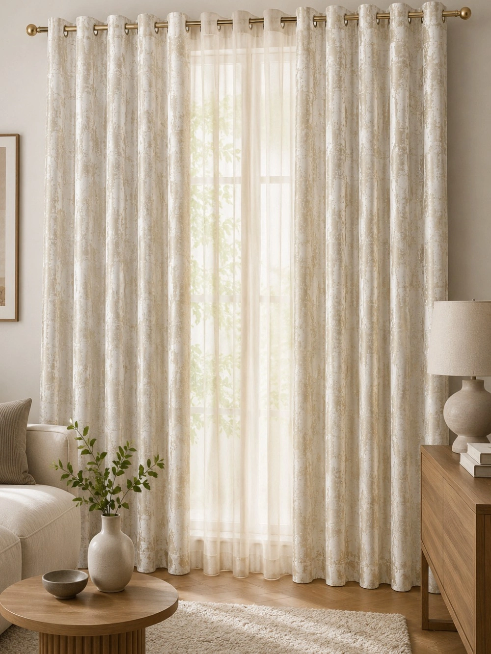Rideau Jackard Beige Dorée