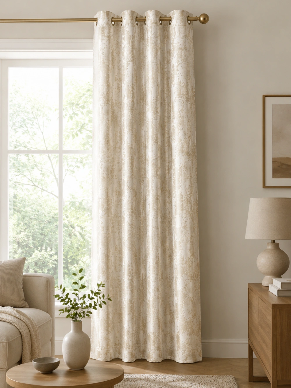 Rideau Jackard Beige Dorée